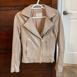 Taupe Leather Jacket - 100% genuine leather - Zara